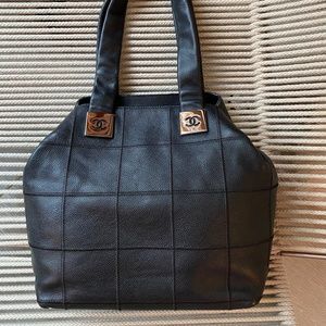 Authentic Chanel square quilt LAX tote bag